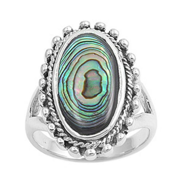 Nice New Fashion Jewelry Oval Rainbow Gemstone Silver Ring Size 6 7 8 9 10 11 12